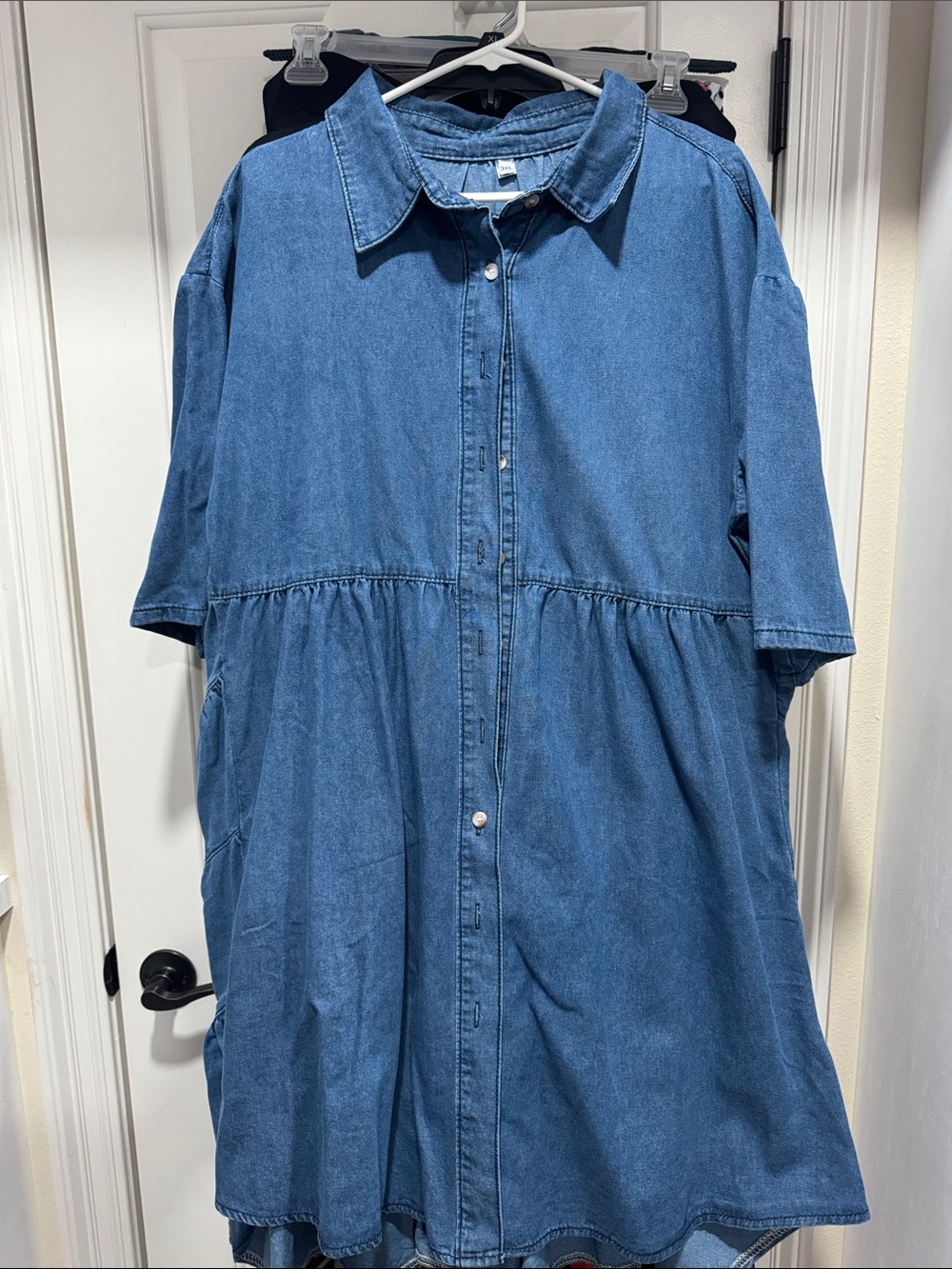 Blue Denim Button-Front Tunic Dress